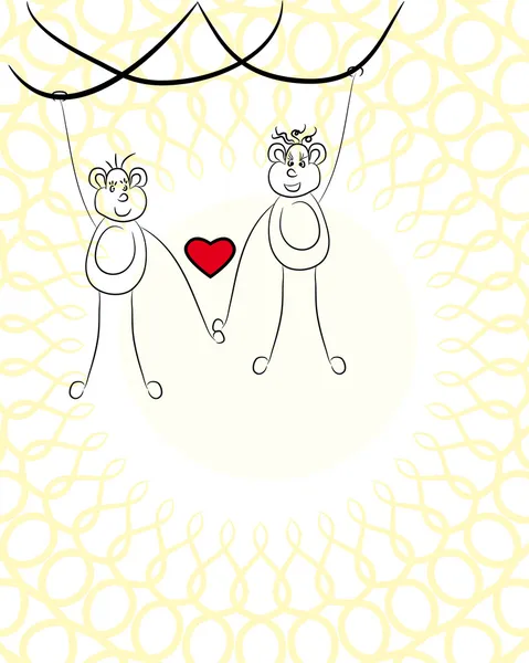 Deux petits singes dessinés — Image vectorielle