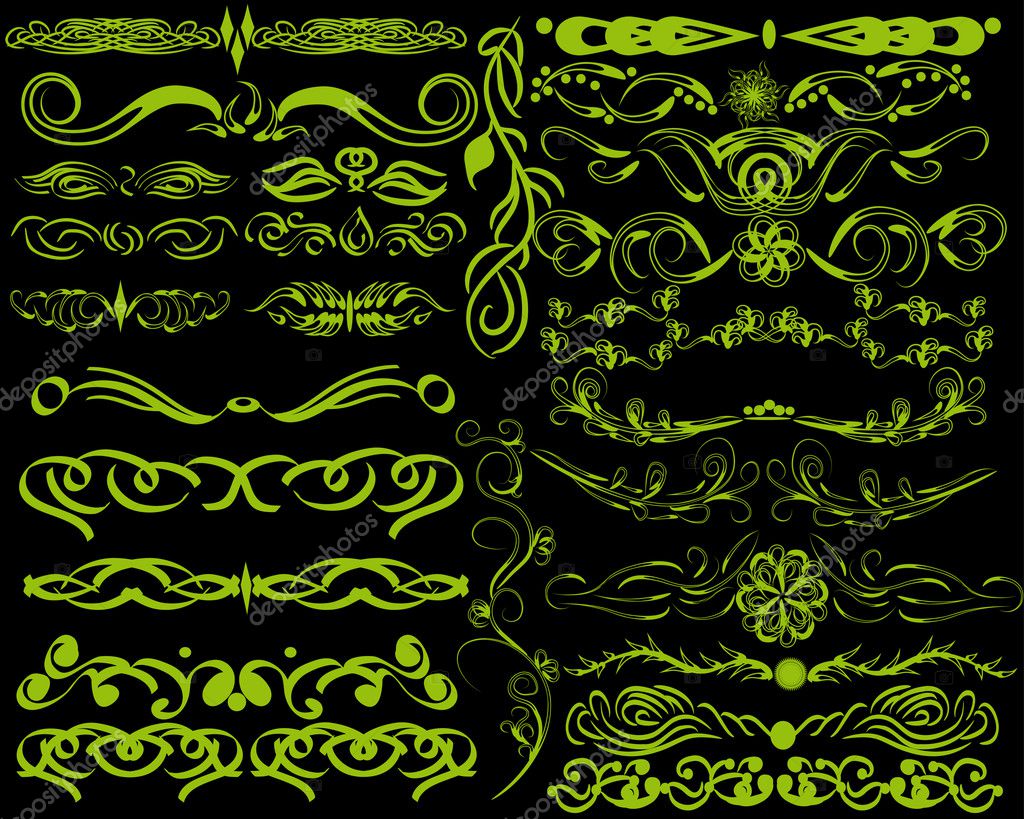 Vector of vector set of design elements Set of stylish florid elements for design. Youth direction stock vector