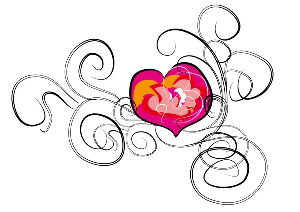 Illustration avec coeur abstrait amour — Image vectorielle
