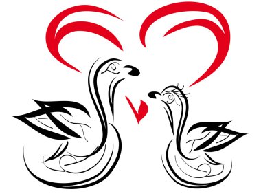 two swans clipart