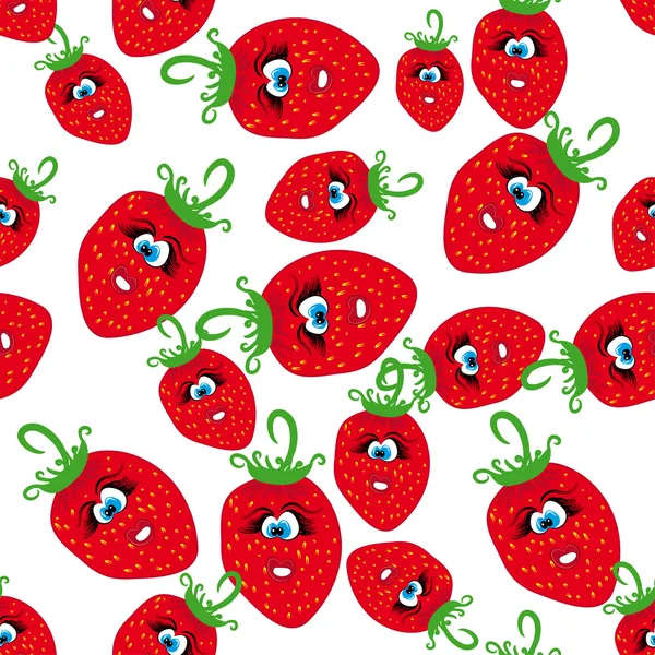 Zeichentrick nahtlos mit animierten Erdbeeren — Stockvektor