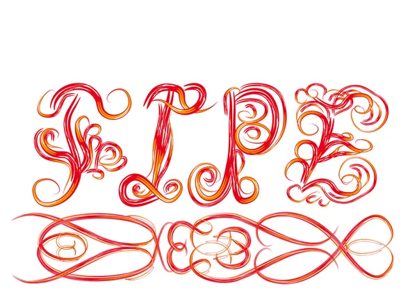 Mot "Amour" de belles lettres avec des boucles — Image vectorielle