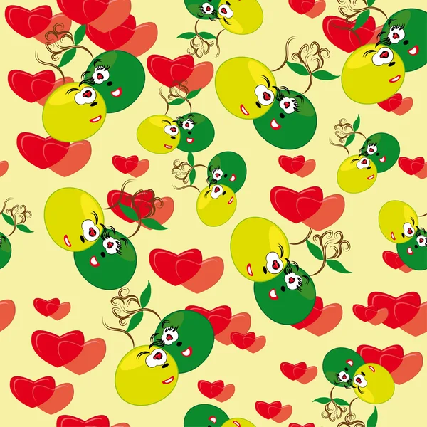 Dessin animé sans couture avec des fraises animées — Image vectorielle