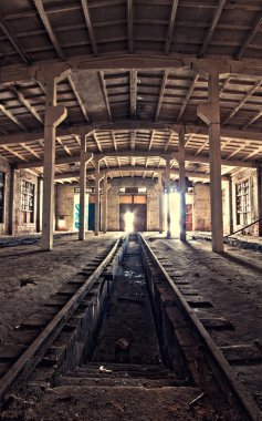 Inside an abandoned depot clipart