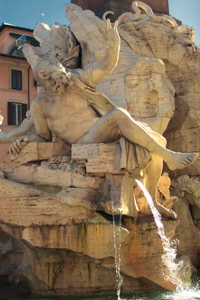 Piazza Navona, fonte de Roma de quatro rios — Fotografia de Stock