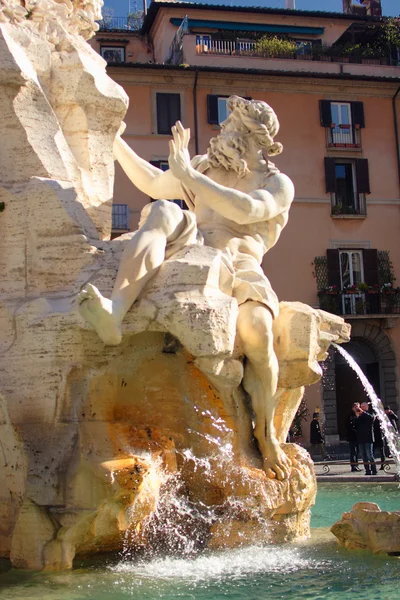 Piazza Navona, Rome fountain of four rivers — Stock Photo, Image