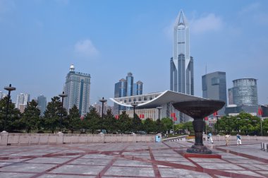 Modern ofis binaları içinde shanghai pudong Çin manzarası