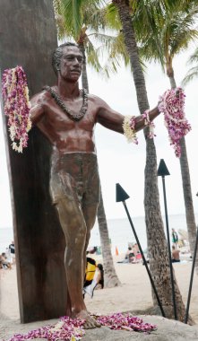 Statue of Duke Kahanamoku Waikiki, Oahu Island Hawaii clipart