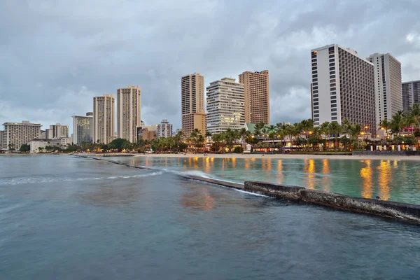 Waikiki beach, ostrov hawaii oahu, panoráma — Stock fotografie