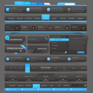 Web sitesi tasarım şablonu gezinti öğeleri