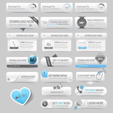 Web design template elements: Navigation buttons with ornament elements