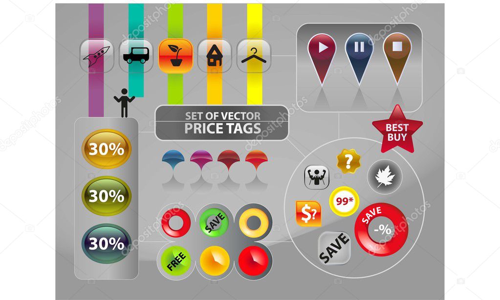 Website Elements & Set of vector price tags
