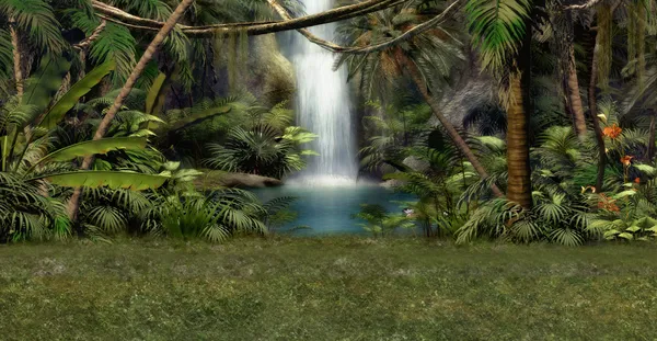 Dżungla-wodospad — Zdjęcie stockowe