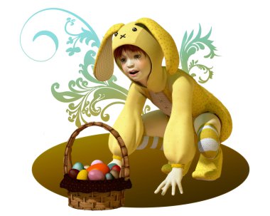 Yellow Easter Bunny clipart