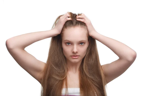 Menina com cabelo comprido — Fotografia de Stock