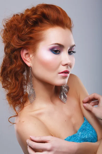 Beleza tiro de mulher com maquiagem — Fotografia de Stock