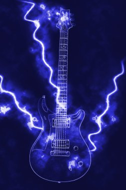 elektro gitar ve ışık ışını