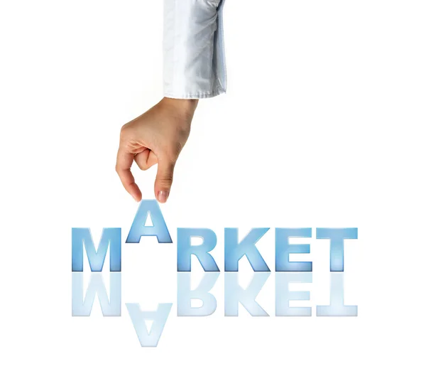 Hand und Wort - Geschäftskonzept (isoliert auf weißem Hintergrund)) — Stockfoto
