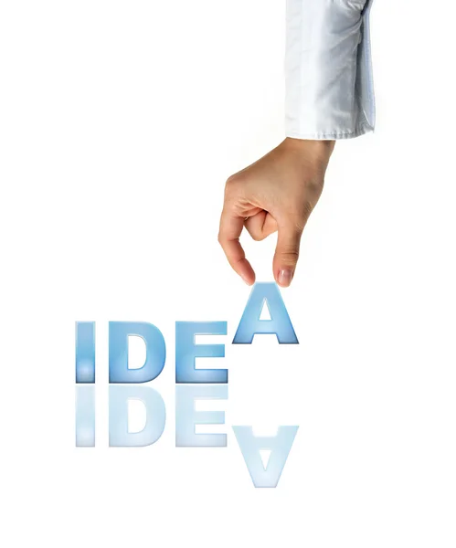 Ideia de mão e palavra - conceito de negócio (isolado no fundo branco ) — Fotografia de Stock