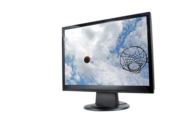 Moderní lcd monitor, samostatný — Stock fotografie
