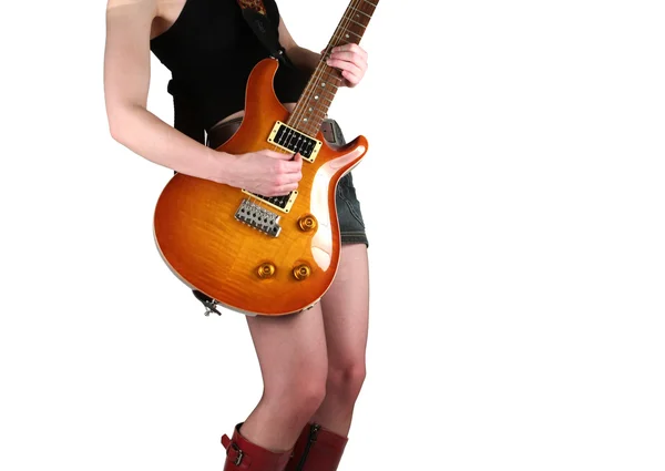 Cute girl with electric guitar — Stock Photo, Image