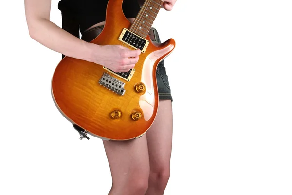 Söt tjej med elgitarr — Stockfoto