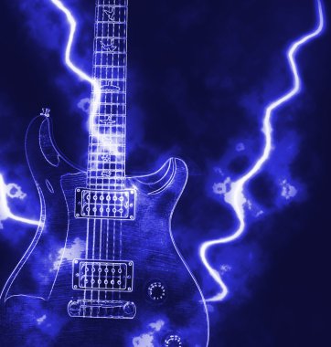 Electric guitar and ray of light clipart