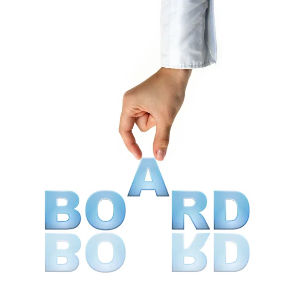 Hand and word - business concept (isolated on white background) — Stock Photo, Image