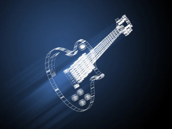 Elektrická kytara, samostatný, technologie koncepce, modrotisk — Stock fotografie