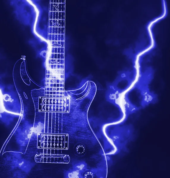 Elektromos gitár és a fénysugár — Stock Fotó