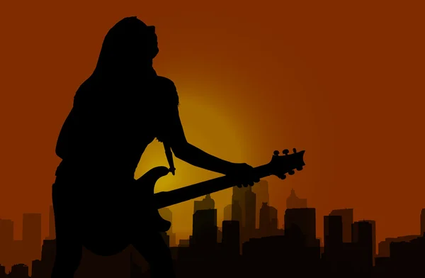 Dziewczyna z gitarą elektryczną — Zdjęcie stockowe