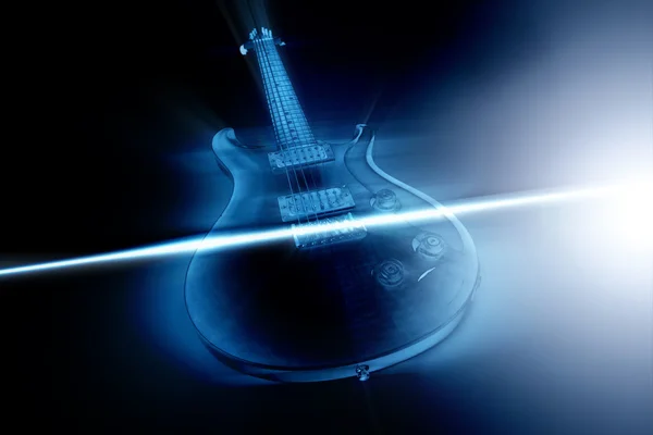 Elektrická kytara a paprsek světla — Stock fotografie