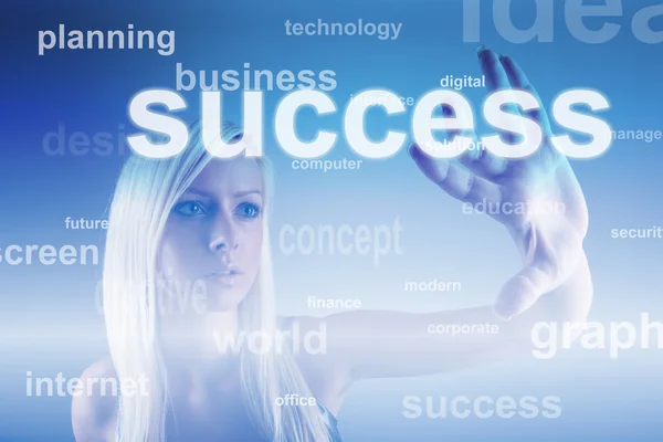 Koncepcja Biznesowa - dziewczyna z ekranu sukces — Zdjęcie stockowe
