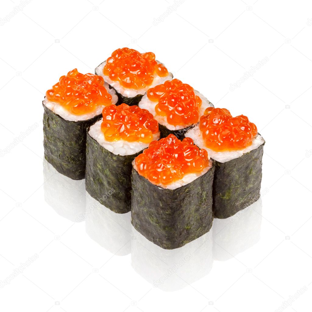 Japanese cuisine. Maki sushi with caviar