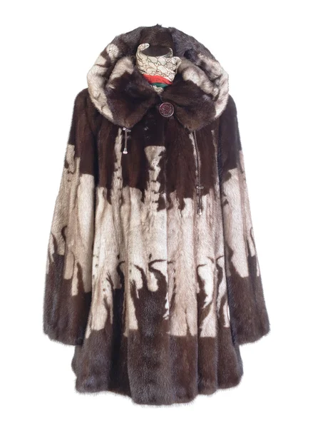 Cappotto di pelliccia reale isolato su sfondo bianco — Foto Stock