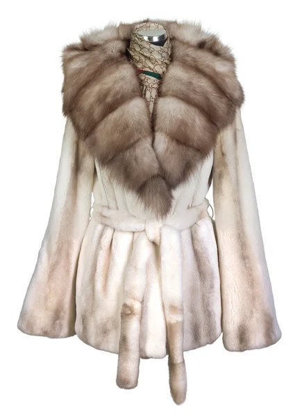 Cappotto di pelliccia reale isolato su sfondo bianco Immagini Stock Royalty Free