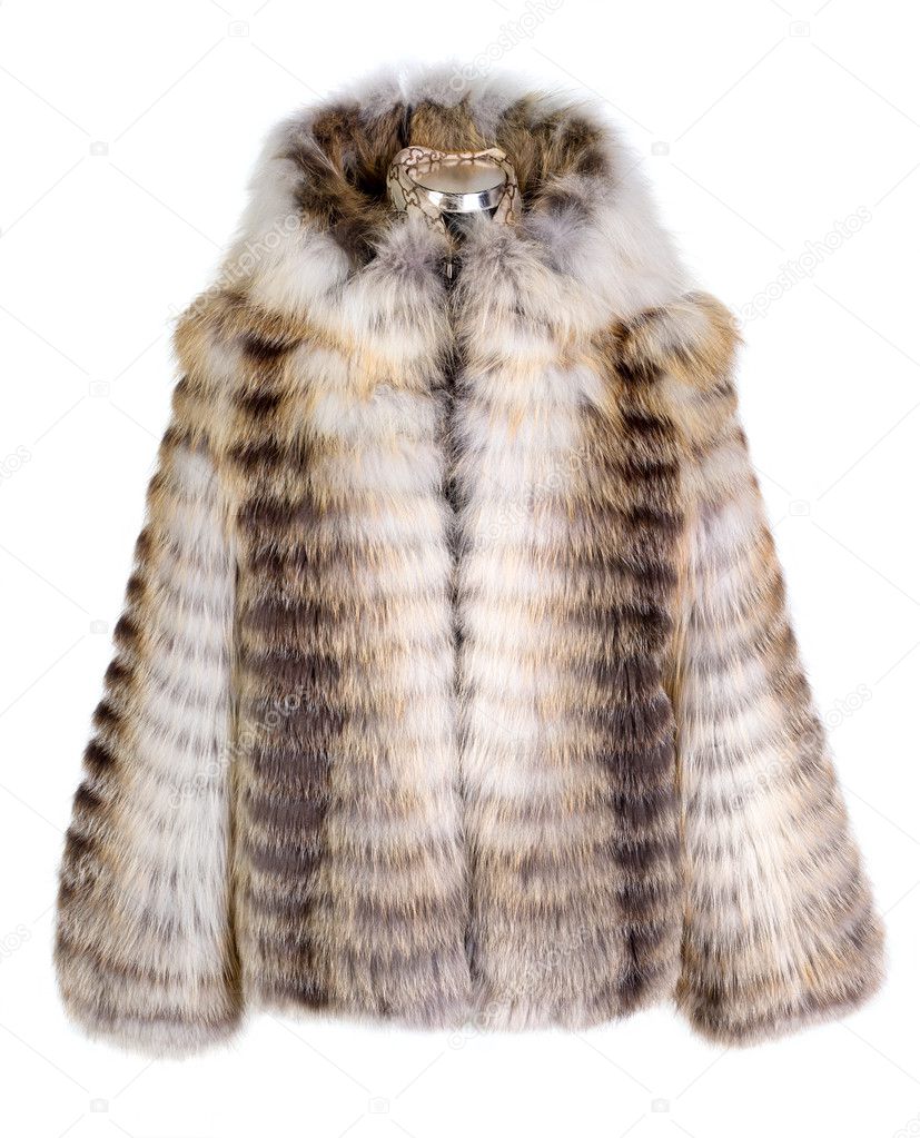 Real fur coat isolated on white background