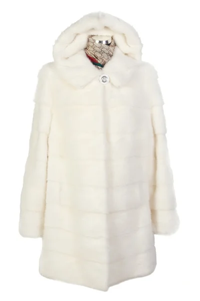 Manteau de fourrure véritable isolé sur fond blanc — Photo