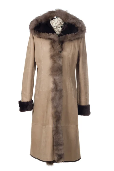 Cappotto di pecora con pelliccia. Isolato su sfondo bianco — Foto Stock
