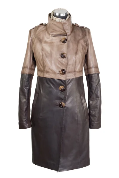 Hnědý kožený plášť žen ` — Stock fotografie