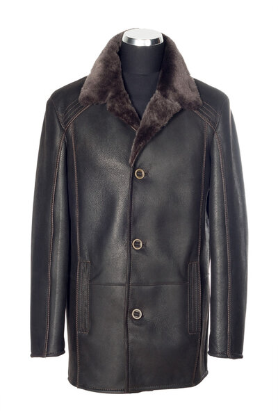 Мужская кожаная куртка с мехом

