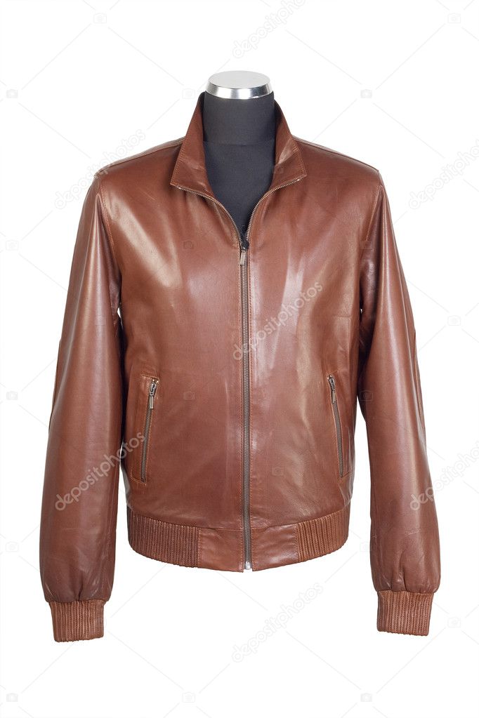 Man`s brown leather jacket