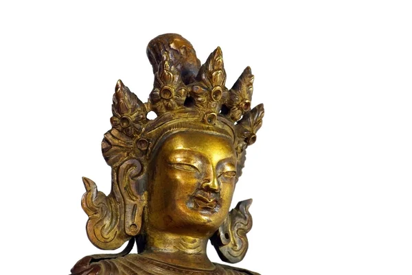 Kopf der grünen Tara-Statuette — Stockfoto