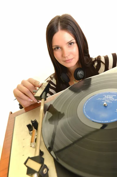 Kadın dj, müzik çalarken kadın rock yıldızı — Stok fotoğraf
