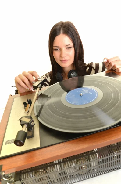 女性の dj、音楽を演奏女性ロック スター — ストック写真