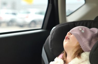 Baby sleep in car seat clipart