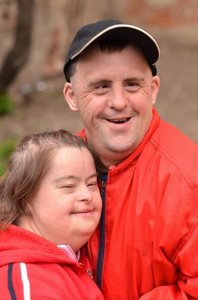 Down syndrome couple — Stock Photo, Image