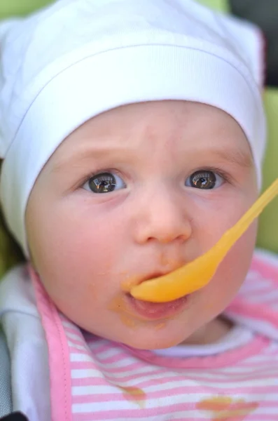 First time with a spoon — Stock Photo, Image