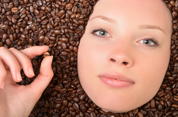 Kobieta w kawa — Zdjęcie stockowe