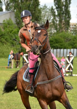 Rider in the jumping show clipart